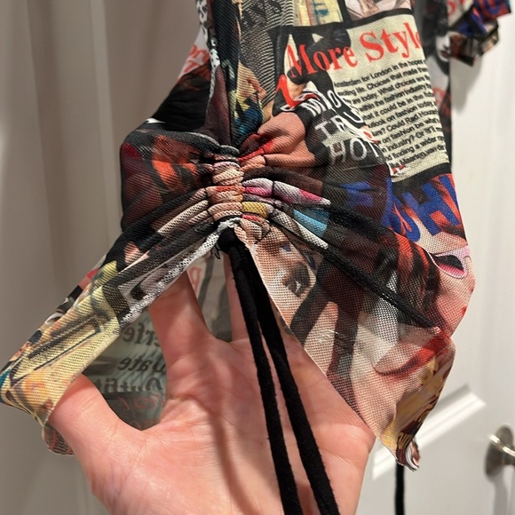 VINTAGE Y2K 90s Photo Print Magazine Collage Mesh Top high fashion retro - Picture 7 of 10